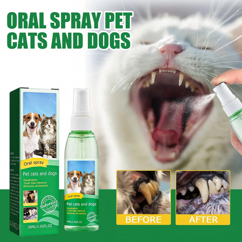 JoanofArc Dog Dental Care Spray - Oral Care Spray for Dogs - Teeth Cleaning Spray - Freshen Breath for Pet Cats and Dogs, Reduce Plaque & Tartar, Support Clean Teeth, No Brushing, 30ml/1.01 Fl Oz