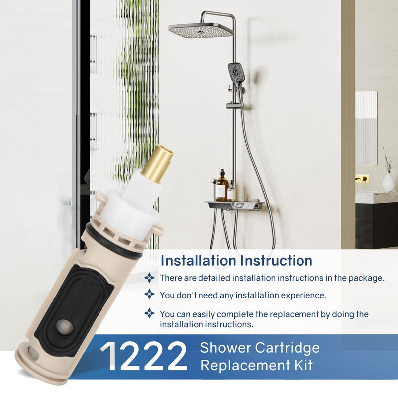 1222 Replacement Cartridge Kit for Moen One-Handle Posi Temp Faucets,Replacement Compatible with Moen Tub Shower，Durable Brass & Plastic(Silicone Oil Included,Retainer Clip,Installation Instructions) 1222 Cartridge-1 Pack