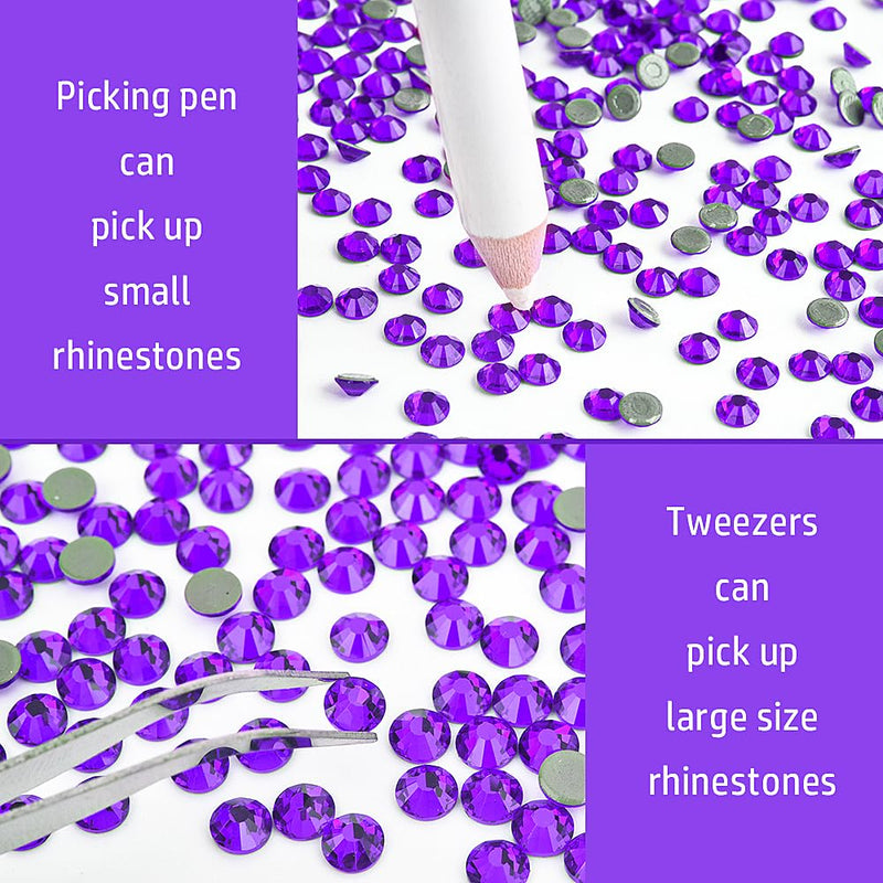 Blinginbox Hot Fix Applicator Tool, Hotfix Rhinestone Setter Bedazzler Kit with Rhinestones, Kit, Hot Fixed Wand for Clothes Clothing Fabric Crafts, 4000 Pcs, AB Crystal, Clear,7 Gems Sizes Purple-4000