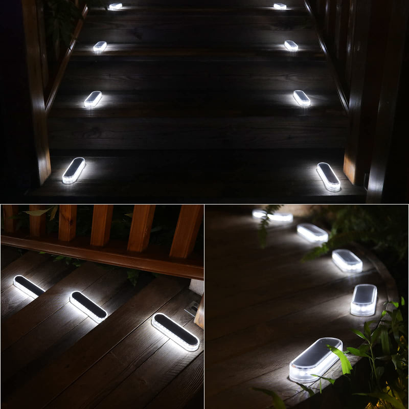 Honalia Solar Deck Dock Driveway Lights Outdoor Solar Powered Waterproof, Cool White Driveway Markers Concrete Step Lights for Deck Stairs Dock Marine 6 Pack White-6 Pack