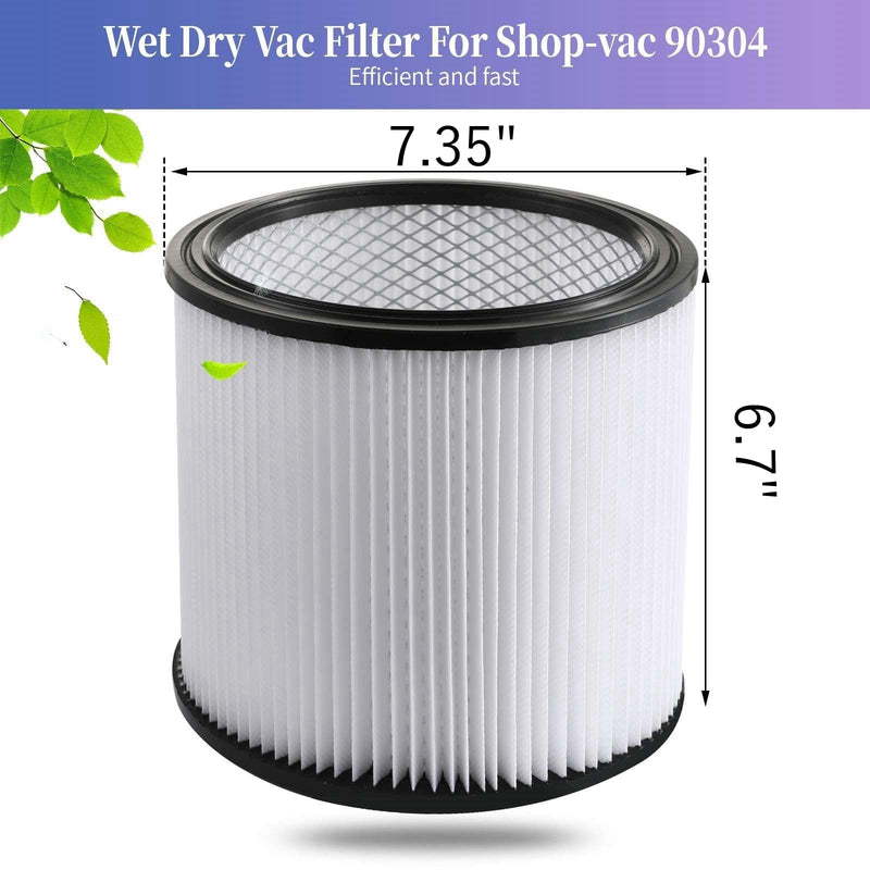 2 Pack Replacement Cartridge Filter Compatible with Shop-Vac Shop Vac 90304, 90350, 90333, 903-04-00, 9030400, Fits most 5 Gallon and Above Wet/Dry Vacuum Cleaners Synthetic