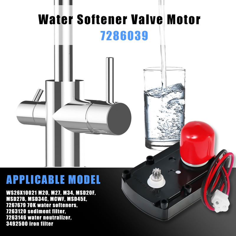 7281291 7286039 Water Softener Valve Motor with Screws Replaces Old Part Numbers:7384691,7234731,7228900, WS26X10021,WS26X21821,Fit for Softener Systems