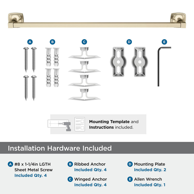 Amerock BH36094BBZ | Golden Champagne Towel Bar | 24 inch (610 mm) Center-to-Center Towel Rack | Stature | Bathroom Towel Holder | Bathroom Hardware | Bath Accessories