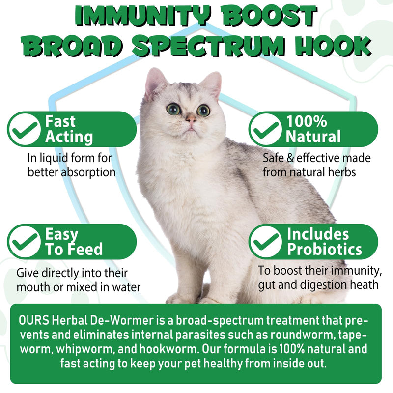 Specifically Formulated for Cats, Cats Natural Broad Spectrum Treatment with Probiotics, Herbal Cleanse, Digestive Support for All Cat Breeds, Gut Health, Puppy & Kitten, Supplement Drops for Pets 1 pack