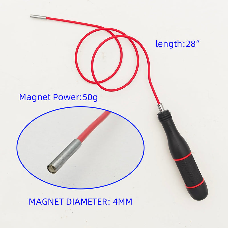 GUTIMORE Flexible Magnetic Pickup Tool set, 50g(4mm)&500g(6.5mm), 28" Flexible Magnet Grabber for Hard to Reach Keys,Bolts,Nuts and Screws