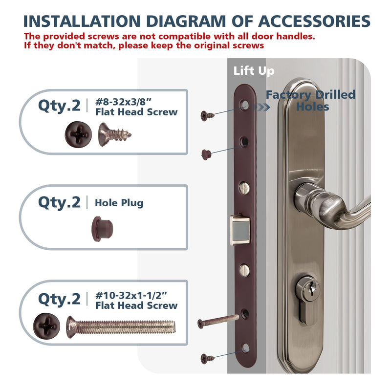 2 Point Bolt Mortise Lock Body Fit Pella Storm Doors (Cranberry) Cranberry