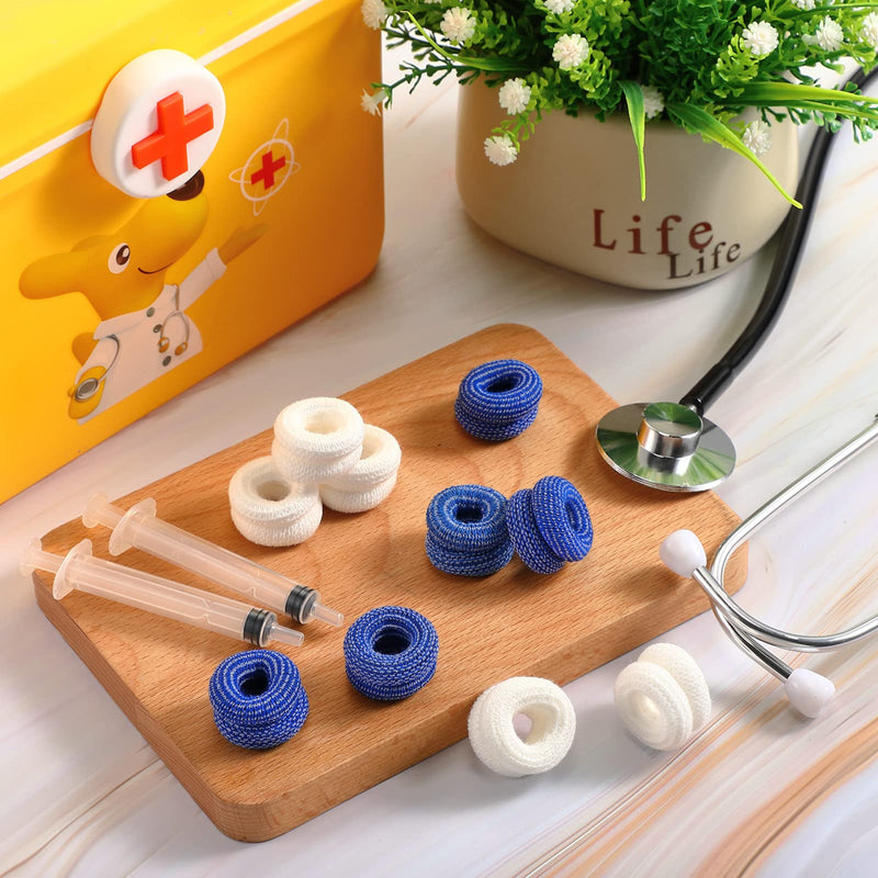 Tubular Bandage Finger Roll Cotton Finger Cots Elastic Finger Gloves Finger Dressings Finger Tips Bandage Tubular Gauze Blue White Bandages for Fingers Sprains and Swelling 15 x 600 mm(40 Pcs) 40