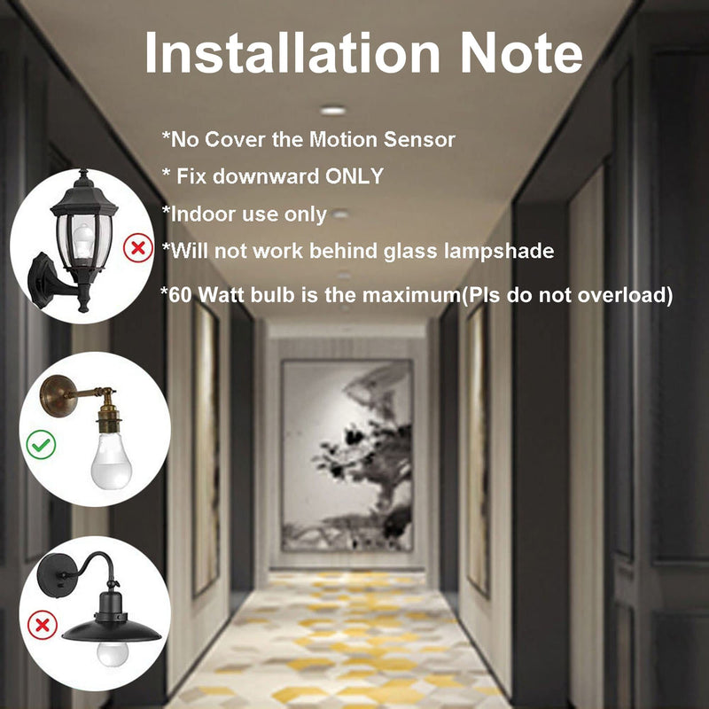 LPHUMEX 3pcs Motion Sensor Light Sockets, E26/E27 Screw in Motion Sensor Sockets for Existing Lights, Dusk and Dawn Auto Lights Motion Detector Indoor for Front Door Porch Garage Closet 3
