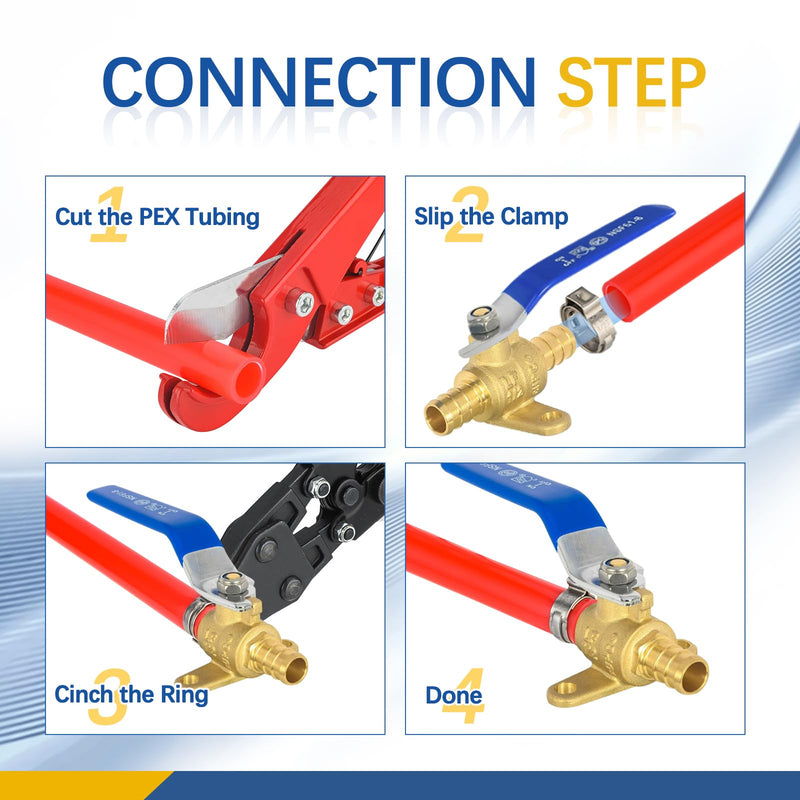 10PACK GUOFIS 1/2"PEX Crimp Shut off Ball Valve with Drop Ear(VALVE274-10) 10 Blue Handle