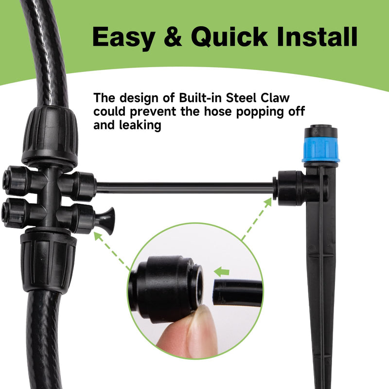 32 Pack New Easy-Connect Drip Emitters Sprays for 1/4" Drip Irrigation Tubing (16 Pcs Quick-Connect Emitters Vortex+16 Pcs Quick-Connect Emitters Stream) (16 Pcs Emitters Vortex + 16 Pcs Emitters Stream)