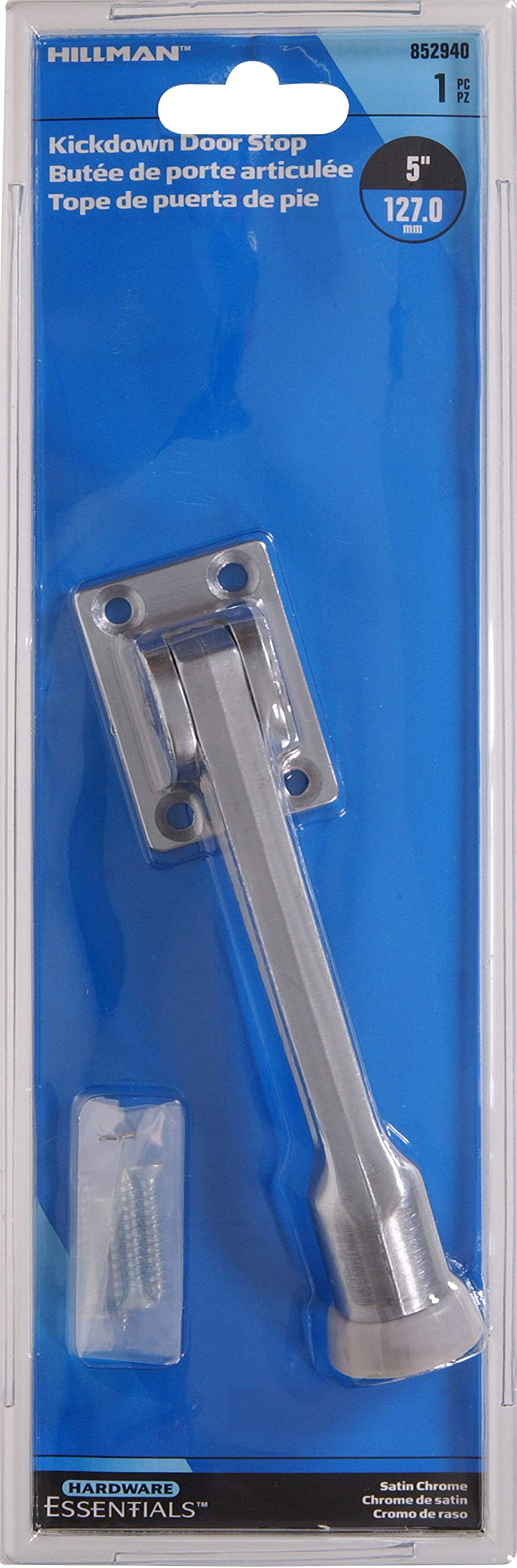 Hillman 852940 5" Kickdown Door Stop- Satin Chrome 1-Pack 1 Count (Pack of 1)