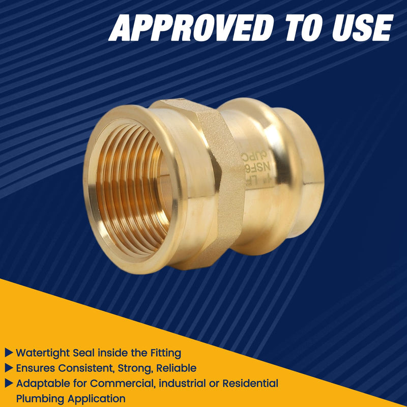 5PCS 1 inch Propress x 1 inch NPT Female Adapter Pressure Copper Fitting ProPress Connect to Female NPT Pipe Lead-Free 1" Propress x NPT Female Adapter-5Pack