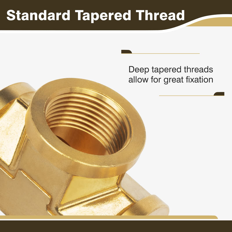 Brass Pipe Fitting, Tee, 3/4" x 3/4" x 3/4" NPT Female 3 Way T-Connector for Gas, Air, Oil, Propane (1-Pack) 3/4"-1Pack 3Female（Common Tee）