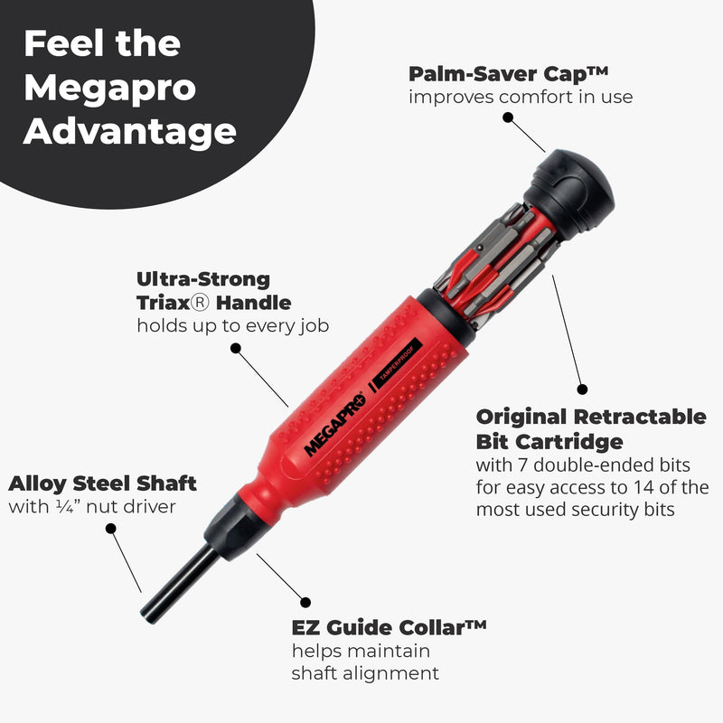 151TP - Tamperproof 15-in-1 Multi-bit Screwdriver (Black/Red)
