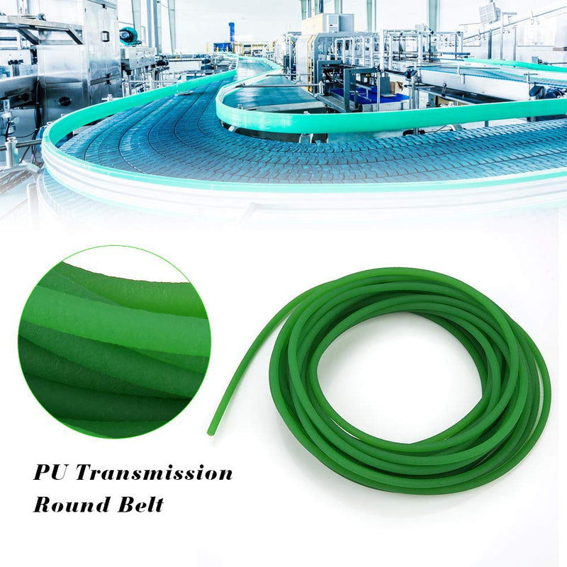 Beduan PU Transmission Round Belt 10mm OD High-Performance Urethane Belting Green for Conveyor Bonding Machine Dryer 10 Ft 10mm x 10ft 1