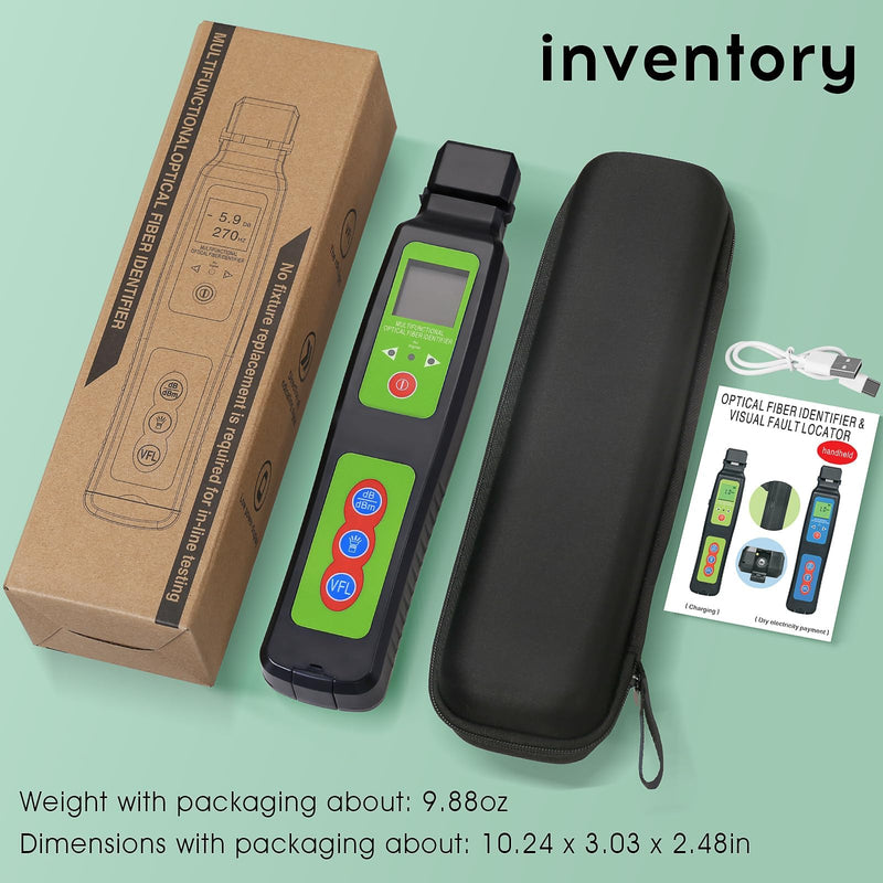 Rechargeable Live Optical Fiber Identifier A-40D, Wave Respond 800-1700nm Built in VFL &LED Functions Suitable for 0.25/0.9/2.0/3.0 Fiber with FC-LC Adapter FTTH Tool