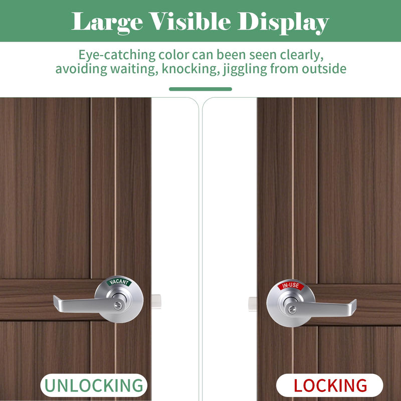 Commercial Door Handle with Lock - Vacant Occupied Bathroom Lock | ANSI Grade 2 Stainless Steel | Quick Install | Reversible Handles for Public Bathrooms/Industrial/Office/Hospital (Silver)