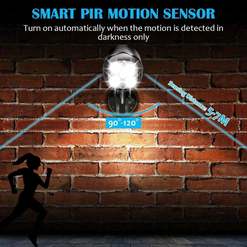 Motion Sensor Outdoor Lights, Battery Operated Outdoor Light, 1000LM Motion Detector Lights for Outside, 6000K LED Security Light Battery Powered Spotlight for House Wall, Black(2 Pack) 2 Pack