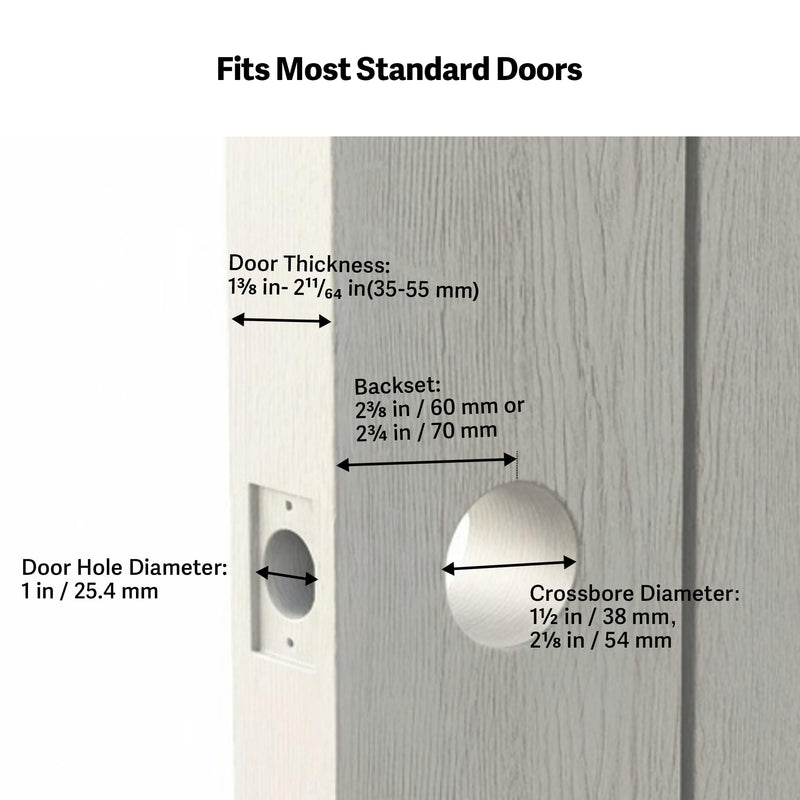 Keylynx Square Interior Door Handle Compatible with D200 Smart Lock, Passage Non-Locking Lever for Closet & Hallway, Reversible for Right & Left Side, Smooth Operation