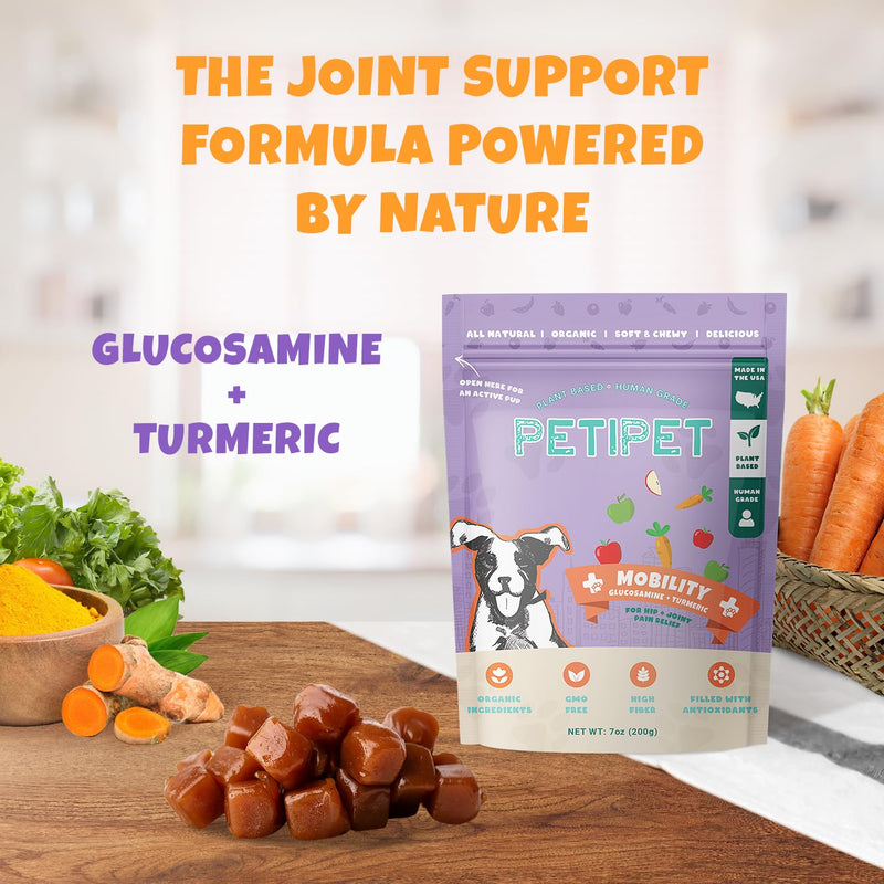 Hip and Joint Supplement for Dogs - Glucosamine and Tumeric Treats - Anti-Inflammatory Chews for Joint Health Support, Arthritis, Pain Relief - For Large and Small Breeds, Senior Dogs, Puppies 200 grams - PawsPlanet Australia