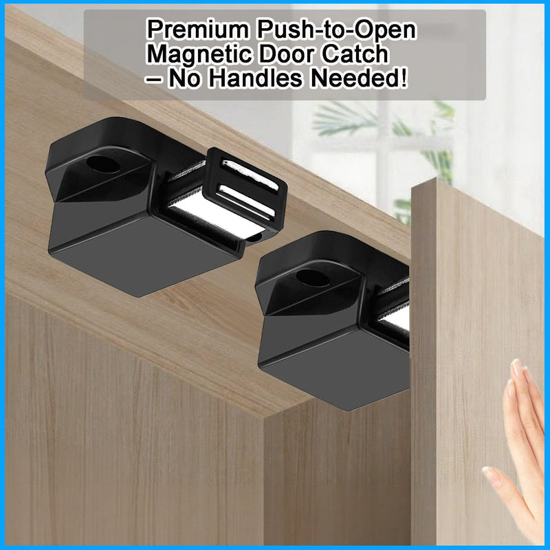 Small Magnetic Push to Open Cabinet Hardware CBRIVE 4 Pack Push to Open Door Latch Push Latches for Hidden Door Push Release Drawer Pull Touch Lock Tip On RV Closet Close Strong Pop Out, Black