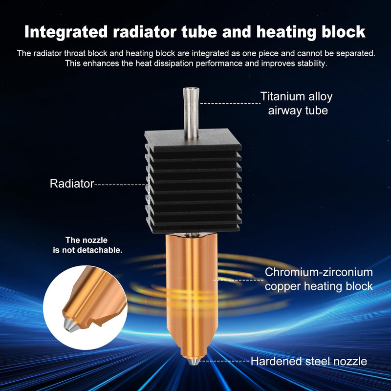 AD5X Hotend Kit, Integrated Dual Metal Nozzle hot end, Quick-Detachable Throat Heating Block, Enhanced Heat Dissipation & Stability, Compatible with Flashforge AD5X 3D Printer (0.25/0.4/0.6/0.8) 0.25/0.4/0.6/0.8