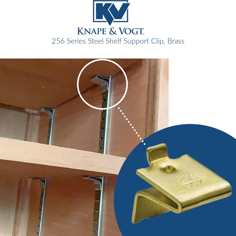 Knape & Vogt KV Shelf Support Clip Brass, Pack of 12