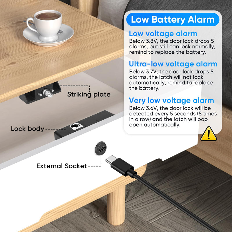 Fingerprint Remote Control Cabinet Lock, Fingerprint Remote Unlocking Within 10m, Hole-Less Lnstallation, Keyless Hidden File Drawer Wardrobe Lock, Lock for Home,Office, Closet Sliding Doors