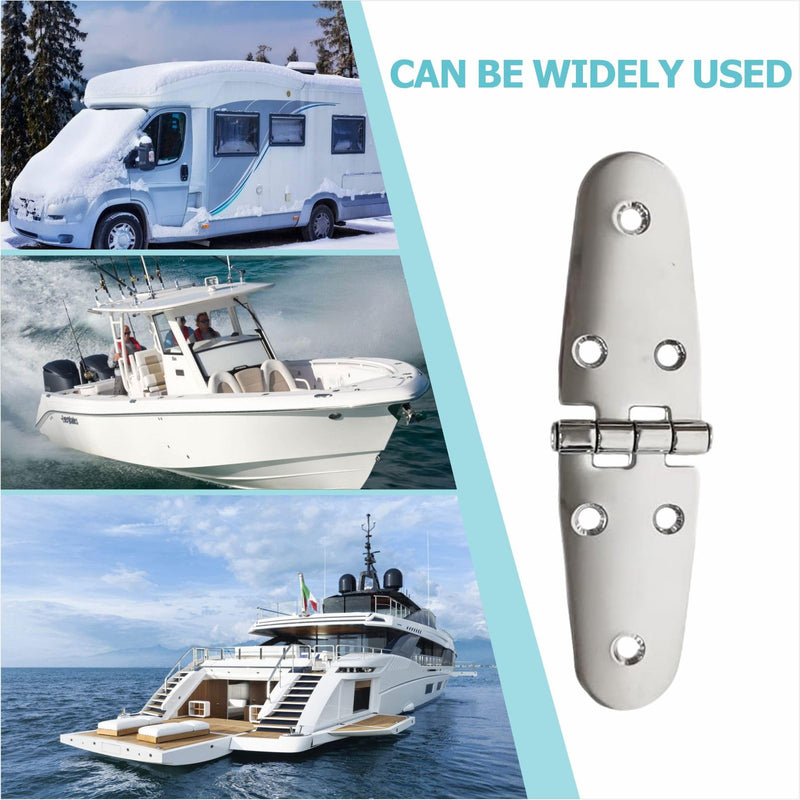Boat Stainless Steel Strap Hinges for Marine RV Skylight Locker Hatch and Door, Heavy Duty, Round Side Top Mount 5-5/8" x 1-1/2" (6 PCS) 6