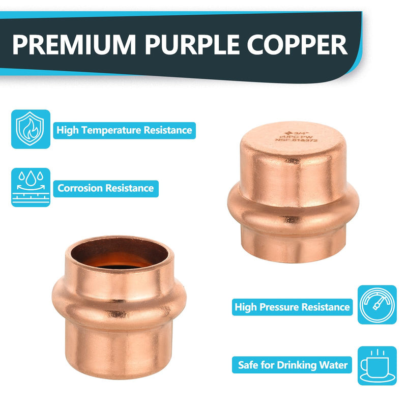 10Pack Seelink 3/4" Copper Press End Cap(Plug)(PRESS011-10) 10 0.75 Inch