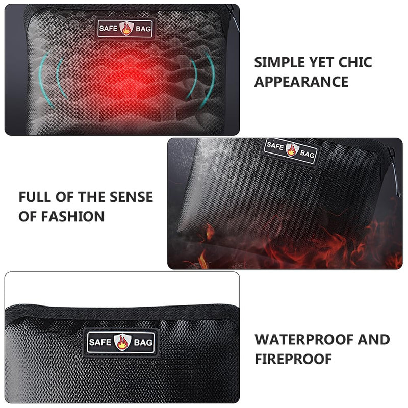 DOITOOL Fireproof Lithium Battery Bag with Zipper Fireproof Money Pouch for Cash Passport and Keys Safe Bag Set of 2 for Home and Travel