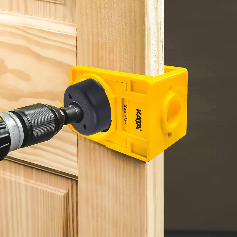 KATA 1-3/8" - 1-3/4" Door Lock Installation Kit for Wooden Doors with Guide Template, Door Lock Hole Saw, Carbon Steel Yellow - NewNest Australia