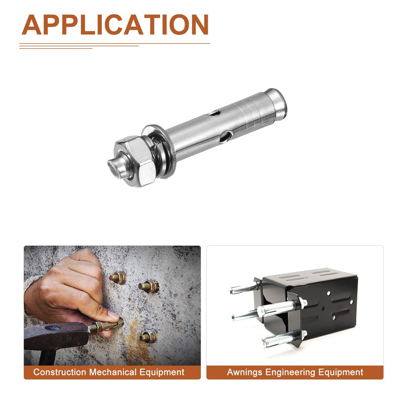 M10 x 70 Expansion Bolts - 4Pack- Good for Concrete Dry Brick Block Walls - 304 Stainless Steel - Silver M10 x 70 4