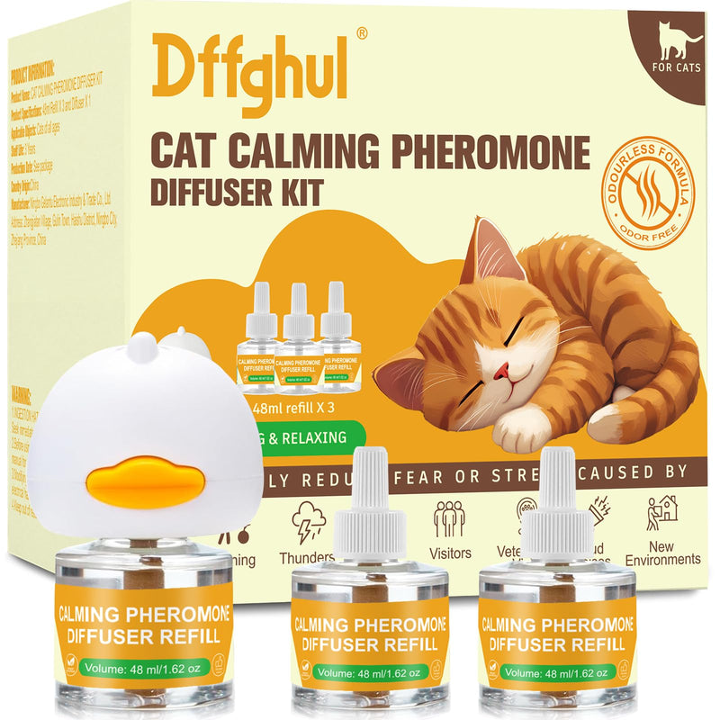 Calming Pheromone Diffuser for Cats, Relieve Anxiety and Stress Calming Diffuser for Cats 3 Refills, Reduce Fighting and Scratching