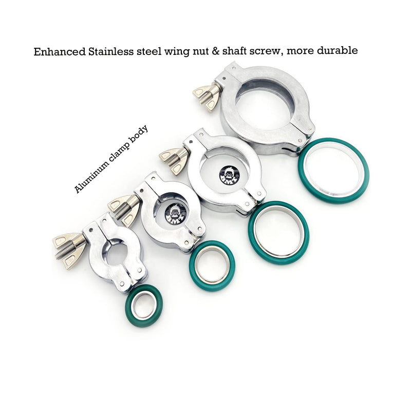 bmotiontech Aluminum NW25 KF25 Wing nut clamp Sets with Stainless Steel Centering Ring and FKM Viton O-Ring (KF25 4 Sets) Al 4 sets