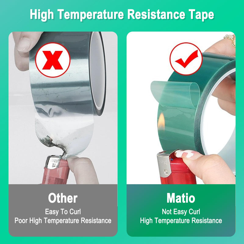 Matio Resin Tape for Epoxy Resin Molding, Upgrade Adhesive Epoxy Resin Tape 2IN W x 108FT L High Temperature Resistance Tape Easy Peel Epoxy Release Tape for DIY Jewelry,River Table,Hollow Frame Bezel