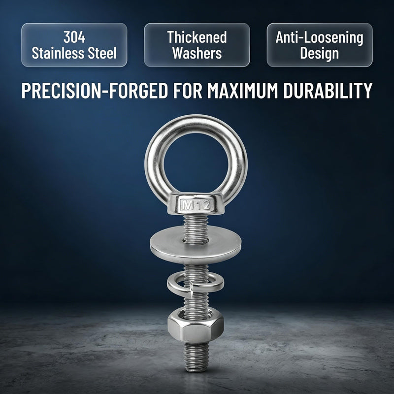 4 Pack M12 Stainless Steel Eye Bolts with Nuts, 1/2"x6" Long Lifting Ring Eye Bolt,Eye Bolts Heavy Duty for Hang Tie Down Outdoor (4, M12x153mm (1/2"x6")) M12x153mm (1/2"x6") 4