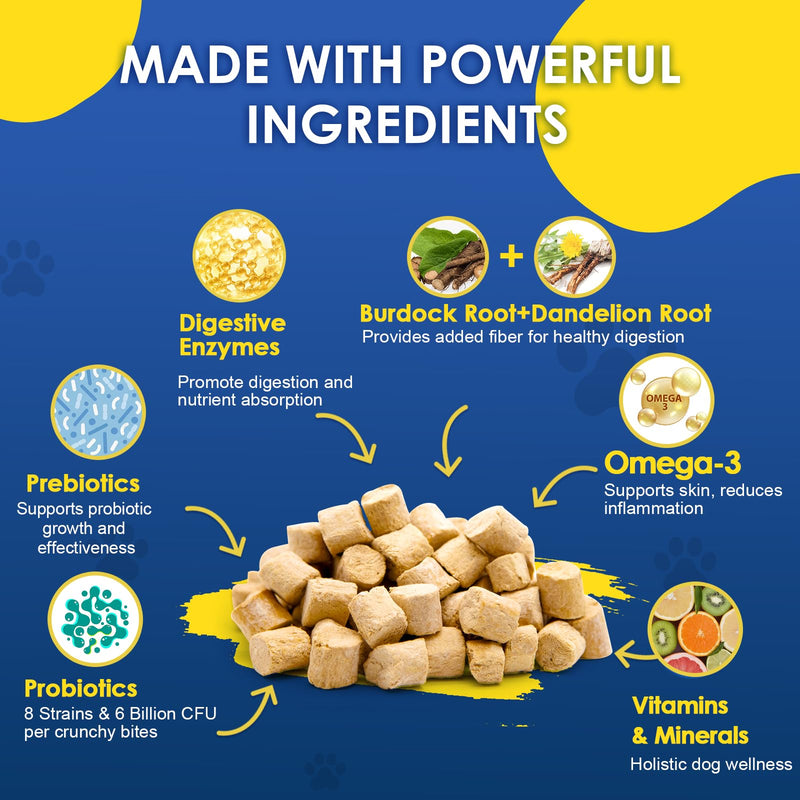 Probiotics & Salmon Fish Oil for Dogs Skin and Coat & Digestive Health