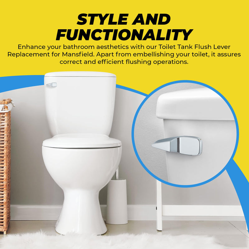 Toilet Tank Flush Lever Replacement for Mansfield - Front Mount, Chrome Finish Handle - Designed for Optimal functionality - Compatible with Mansfield Flush Valve Systems