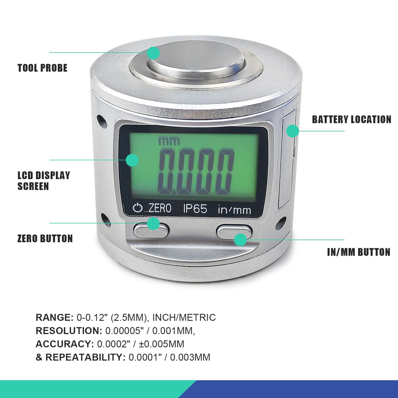 RATTMMOTOR Digital Height Pre-Setter, IP65 Digital CNC Magnetic Z-Axis Zero Tool Setter LCD Display CNC Machining Z Axis Pre Setting Device Positioning Tool for CNC Lathe Milling Machine