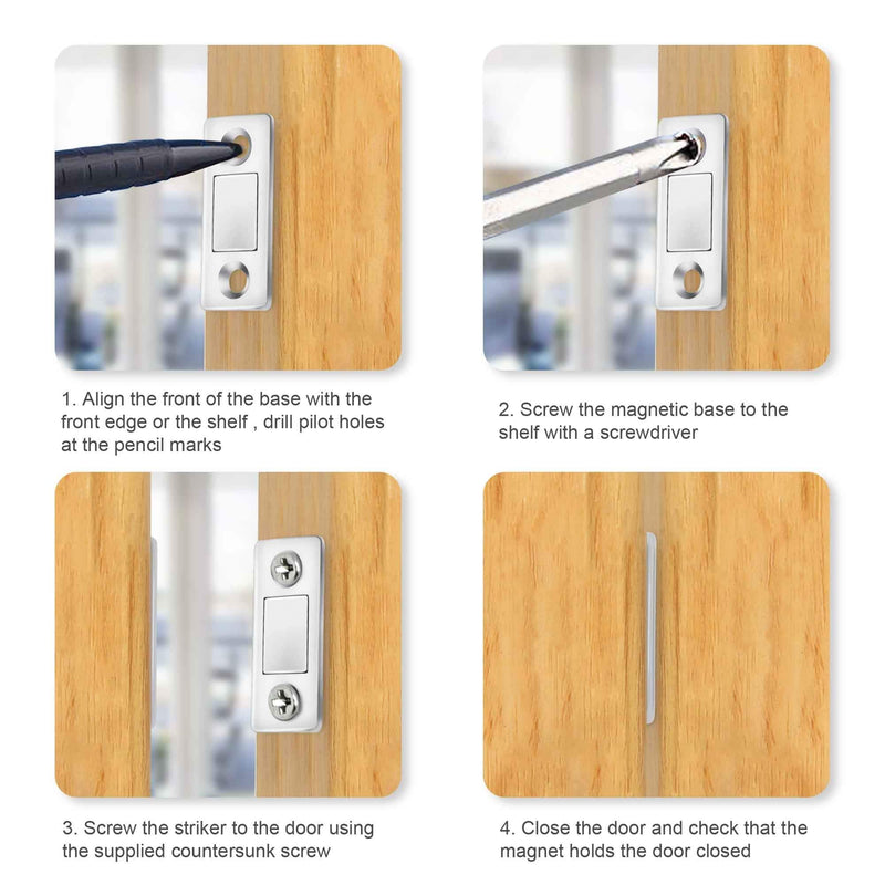 Cabinet Magnetic Catch 6 Pack Ultra Thin Cabinet Door Magnetic Catch with Screws Drawer Magnet Latch Magnetic Closures for Sliding Door Closure Kitchen Closet Closer