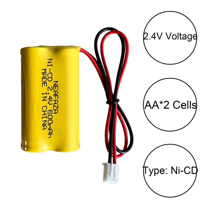 Exit Sign Emergency Light Battery Ni-Cd 2.4V 600mAh Compatible with Exitronix 10010036 Lithonia 10010034 Interstate NIC1394 BEL-179 (2 Pack) 2 Pack