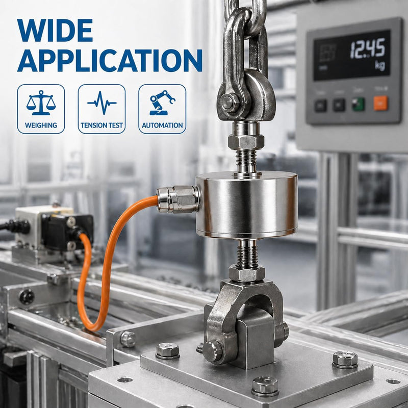 50kg Mini Load Cell Sensor for Tension Compression Testing | Compression Force Sensor 0.1% High Precision Stainless Steel Sensor 2.5m Cable Load Cell for Industrial Automation Testing