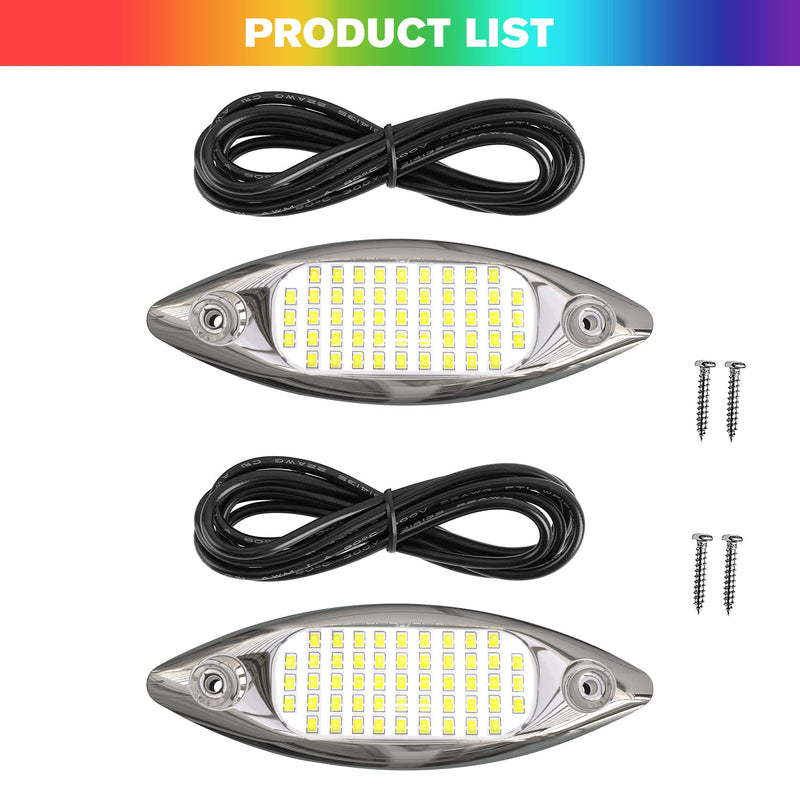 HUSUKU 5.6" Marine Courtesy Indicator Lights, SOOP3 P3-1 51LED 1800LM IP68 Shuttle Type Boat LED Transom Light Surface Mount for Yacht Pontoon Kayak Stern Deck Cabin Fishing (2 x Green lights)