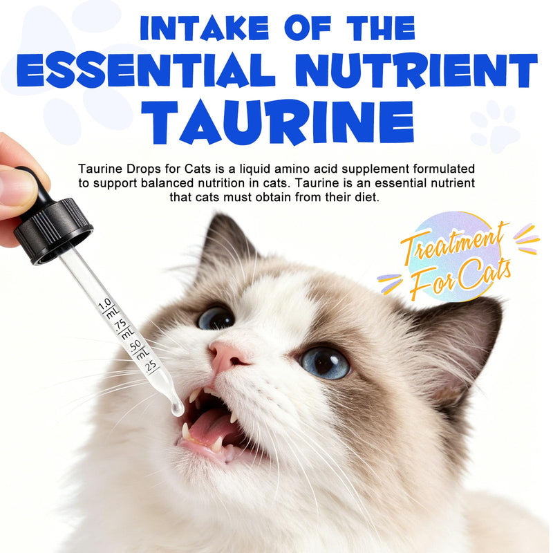Taurine for Cats, Taurine Supplement for Cats, Support Heart, Immune & Eye Health, Liquid Taurine Drops for Cats of All Ages, 60mL