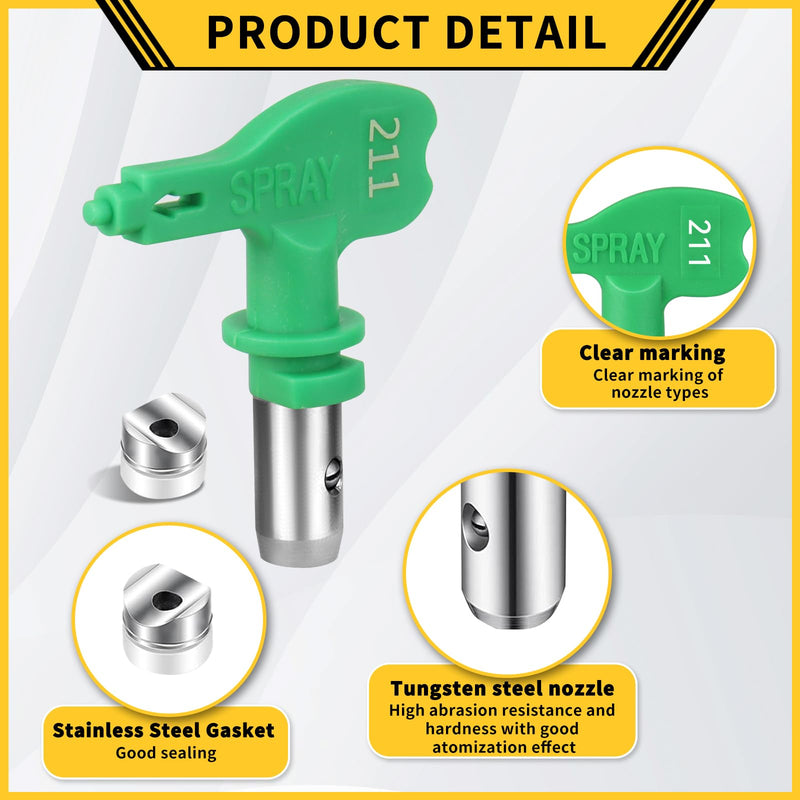 15 Pcs Sprayer Tips Set,7 Pcs High Pressure Reversible Spray Nozzle Tips,2 Pcs Tip Guards with 6 Paint Spray Gun Filter,Compatible with Titan/Wagner 351 Series Spray Tips (517,621,211,313,415,515) 517,621,211,313,415,515
