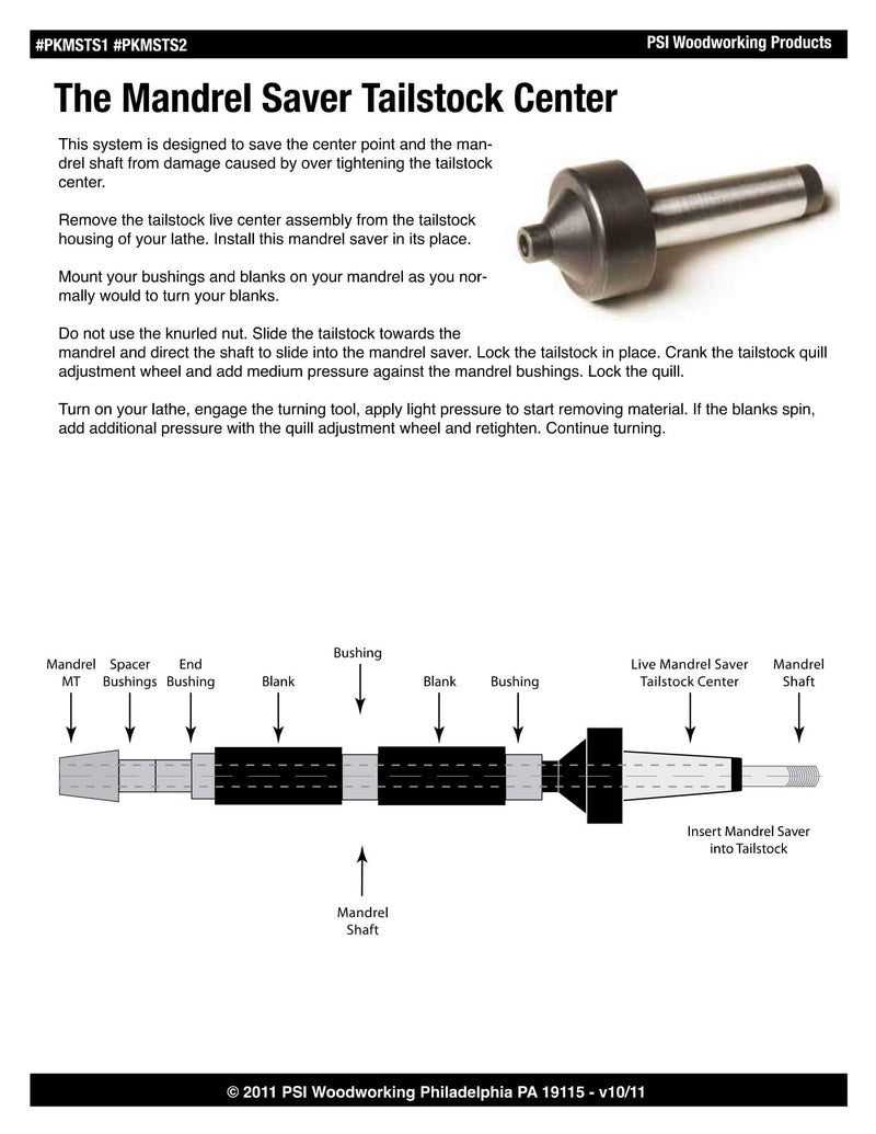 PKMSTS2 Live Tailstock Mandrel Saver #2 Morse Taper
