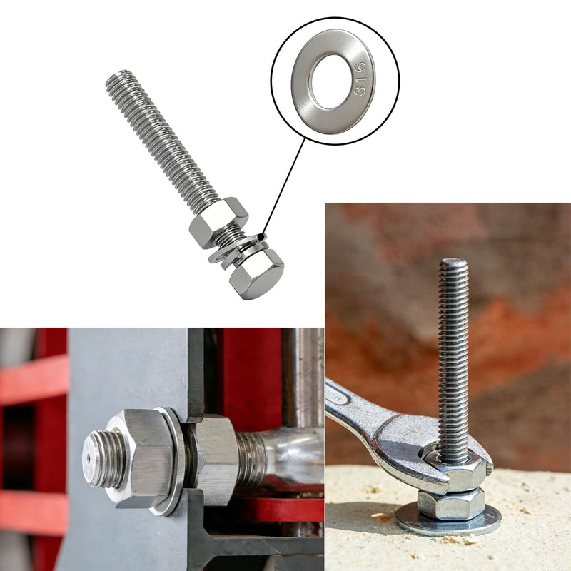 1" 316 Stainless Steel Flat Washers – Marine-Grade, High-Corrosion Resistance – for Heavy-Duty Outdoor, Marine & Industrial Screw BoltUse 10-Pack 1"