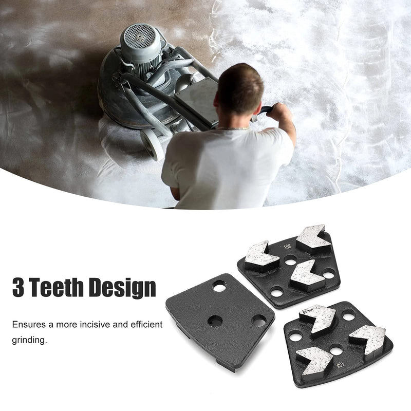 Diamond Grinding Disc, 3Pcs Trapezoid Diamond Floor Grinding Pad Disc Concrete Grinding Shoes 16#, Smooth Surface and incisive Teeth, Easy to Carry