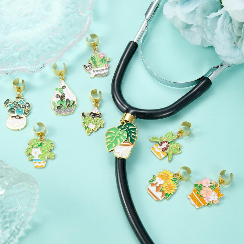 9 Pcs Stethoscope Charms for Nurses Personalized Stethoscope Charm with Assorted Potted Animal Pendants Gifts for Nurse Graduates Doctor Surgeons and Medical Assistant